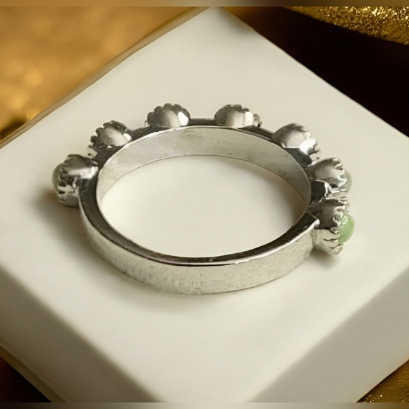 Womens Jewelry Boho Silver Turqouise Green Ring - Picture 3 of 7